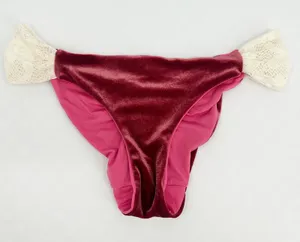 Cynababy Womens Velvet‎ Crochet Lace Trim Bikini Bottoms Size M ASO Hannah Davis thumbnail 1