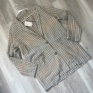 Free People Blazer Jacket NWT cotton plaid better together womens Brown (large) thumbnail 3