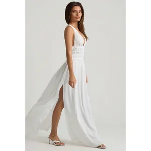 Oh Polly Pryana White Plunge‎ Cross Back Maxi Dress NWT Size US 2 thumbnail 6