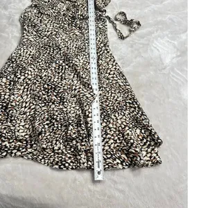 Free People French Quarter Wrap Mini Dress Women's Medium Black Brown White thumbnail 13