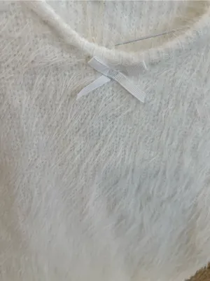 For Love & Lemons Fuzzy Knit Mini Dress White Size Small Bow Detail NWT thumbnail 8