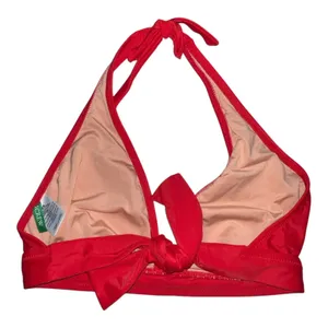 NWT J. Crew DD Halter Tie-Back Bikini Top With Mesh BY633 Bright Cerise Red‎ XS thumbnail 4