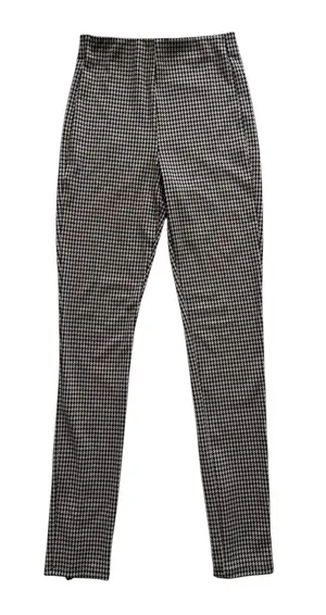 Zara Houndstooth Black/Tan High Rise Skinny Trousers Size Large thumbnail 1
