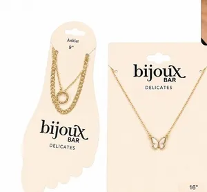 $28 Bijoux Bar Delicates Butterfly Necklace extended Layered Anklet Set Gold thumbnail 1