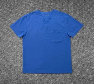 Mandala Blue V-Neck Medical Scrub Top Stretch Uniform Shirt Size Small thumbnail 1