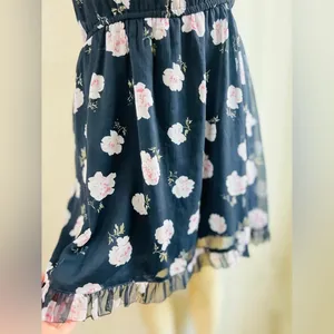 Abercrombie Fitch Dress Womens small Blue Floral Print Fit & Flare Ruffled Hem thumbnail 12