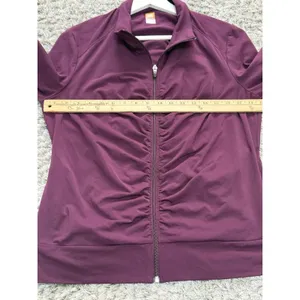 Lucy Power Women’s Track Jacket Full Zip Red Plum Ruched Yoga Athletic Size XL thumbnail 10