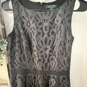 Lauren Ralph Lauren Black Metallic‎ Lace Classy Dress Size 4 pockets thumbnail 6