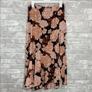 Who What Wear A-Line Skirt - Black and Pink Floral thumbnail 2