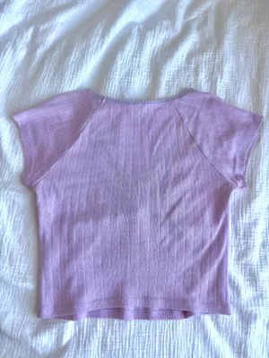 BDG lilac picot-trim baby tee thumbnail 2