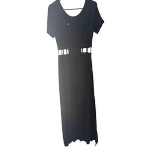 Lush Black Short Sleeve Cage Waist Cut Out Maxi Dress‎ Women Size Small Cute thumbnail 2