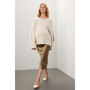 Ripe Lexie Gold Satin Slip Pull On Midi Skirt Maternity Size Large thumbnail 5