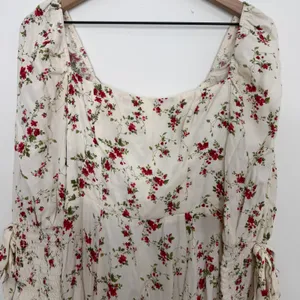 Reformation Dainy Floral Midi Dress White Red Size 2 thumbnail 5