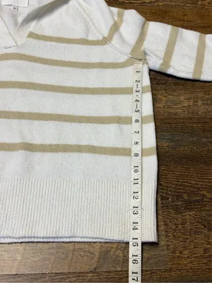 Aerie unREAL Oversized Classic Fit Stripe Pull Over V-Neck Polo Sweater XS Soft thumbnail 6