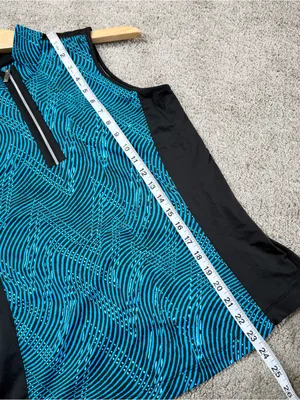 Tail Women’s Sleeveless Mock Neck 1/4 Zip Shirt Top Golf in Zig Zag Print Blue S thumbnail 10