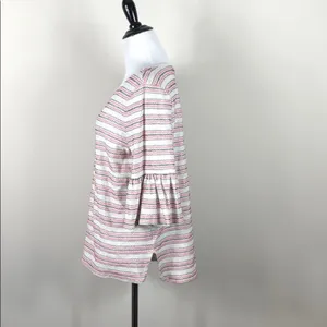 Max Studio Striped Bell Sleeve Top Cream Red Black Textured Size Medium NWT thumbnail 5