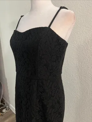 French Connection Black Lace Mini Dress with Spaghetti Straps thumbnail 3
