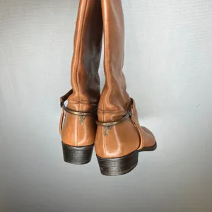 Emme Uno Vero Cuoio Italian Cognac Brown Leather Equestrian Riding Boots Women 8 thumbnail 3