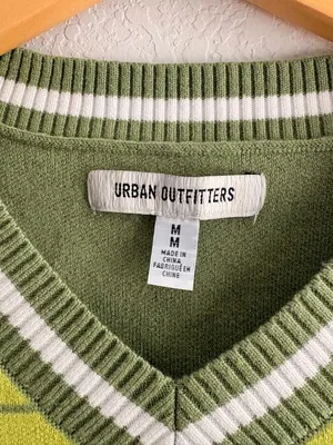 Urban Outfitters Olive & Lavender V-Neck Striped Sweater Vest thumbnail 2