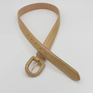 Ritz Size M Gold Leather Belt Braided Wrapped Buckle Boho Western 80s Style thumbnail 8