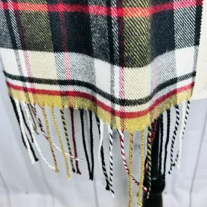 100% Cashmere Scarf Camel Tan Tartan Plaid Made in Scotland 70" x 12" NWOT thumbnail 5