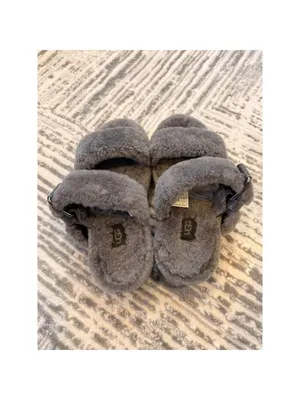 UGG women's size 7 gray Fuzz Yeah Slide Slipper Sandals S/N 1104662 thumbnail 3