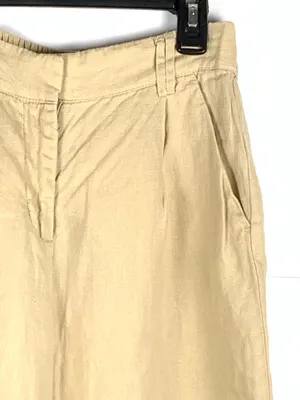 Magaschoni Pants Womens XS Beige 100% Linen Wide Leg Pull On Coastal thumbnail 5