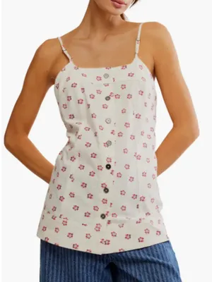 Free People Maddie Floral Print Sleeveless Top Cotton Square Neck Size XS NWOT thumbnail 3