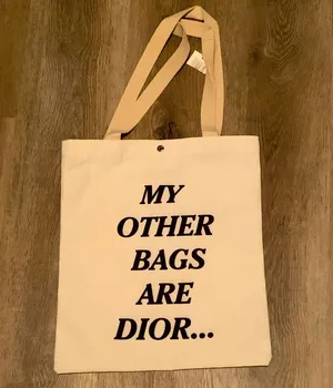 New Canvas Bag “My other bags are Dior” Everyday use/ Office/ work bag/ Travel thumbnail 1