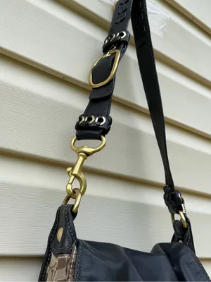 Coach Bleecker Signature Buckle Flap Shoulder Bag Style 11434 Black Brown thumbnail 4