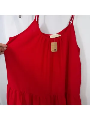 Ninexis Red Ruffle Hem Cami Top Size M NWT Size M thumbnail 2