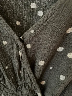 Altar'd State Black White Polka Dot Smocked Wrap Crop Blouse thumbnail 3