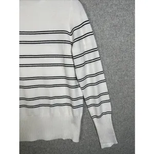 French Connection Medium Sweater Striped Mock Neck White‎ Black Long Sleeve thumbnail 6