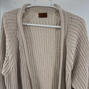 POL Beige Knit Women's Cardigan knit oversized open front M neutral casual thumbnail 6
