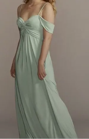 Celebrate DB Studio Womens Sz 10 Jersey Twist Knot Empire Waist Dress Dusty Sage thumbnail 1