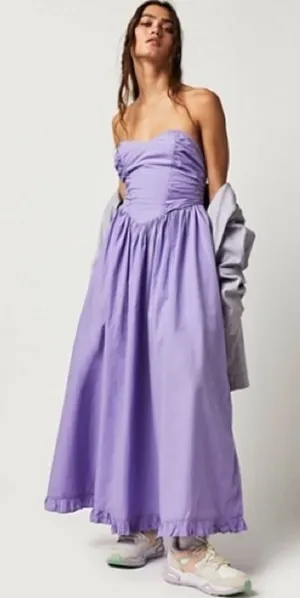 Free People Cohen Poplin Strapless Lavender Dress thumbnail 1