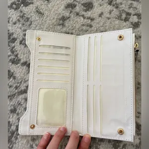 Badgley Mischka white slim quilted vegan long cards wallet NWT thumbnail 6
