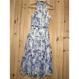 NWT Lulus Float to You White Floral Print Halter Tiered Midi Dress Cruise Size L thumbnail 5