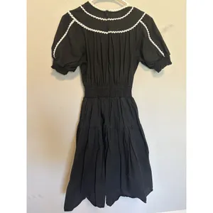 Vici Pleated Cotton Midi Dress Size Small Puff Sleeve Cottagecore Preppy Party thumbnail 2