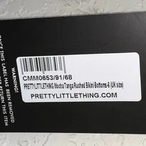 NWT PrettyLittleThing Mocha Ruched‎ Tanga Bikini Bottoms Size 2 Chain Strap Swim thumbnail 6