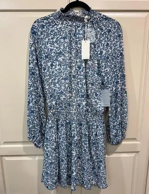Melloday Blue Floral Print Dress Size S thumbnail 1