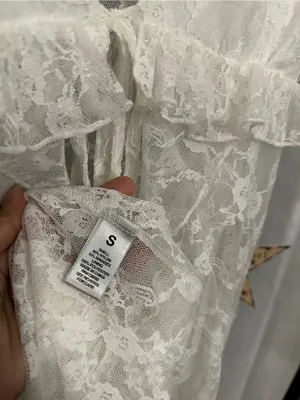 Madden Girl White Lace Ruffle Tie-Front Maxi Top Duster Small Boho Coquette thumbnail 10