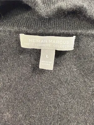 Neiman Marcus 100% Cashmere Black V-Neck Open Turtleneck Sweater thumbnail 5