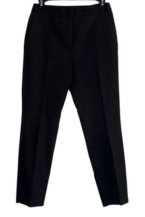 Zara Slim Straight Mid Rise Ankle Cropped Trouser Flat Front Pockets M Black thumbnail 1