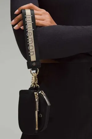 ✨Lululemon Dual Pouch Wristlet Black / Gold / Grey✨ thumbnail 1