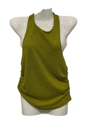 Cider Chartreuse Texture Halter Ruching Top Size M Flirty Beach Festival Y2K thumbnail 1