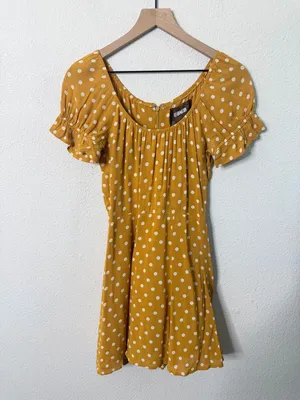 Reformation‎ Arlene Dress Yellow Polka Dot Womens Size 2 thumbnail 5