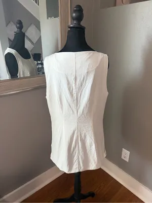 Maeve x Anthropologie Linen Blend Cutaway Vest Minimalist Medium thumbnail 4