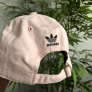 Adidas Baseball Cap Hat Pink Black Trefoil Three 3 Stripes Logo 100% Cotton One Size thumbnail 2
