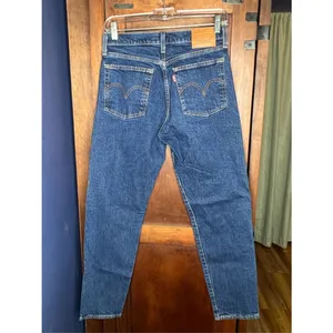 Levi’s Wedgie Straight Jeans High Rise Button Fly Dark Wash Streetwear Casual 28 thumbnail 5